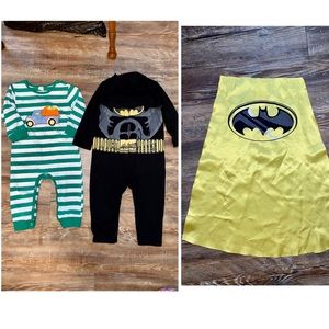 BATMAN & PUMPKIN TRUCK BOYS TODDLER PAJAMAS ONE PIECE 24 M 2T lot 2 HALLOWEEN